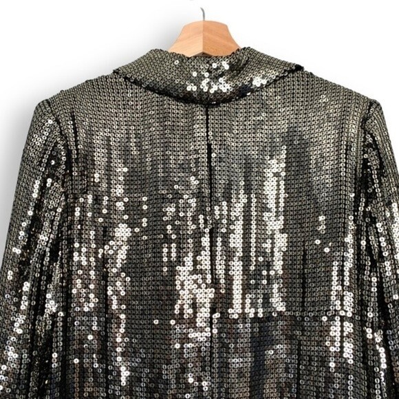 Alice and Olivia Sequin Blazer Jacket S Gold Metallic - Picture 11 of 16